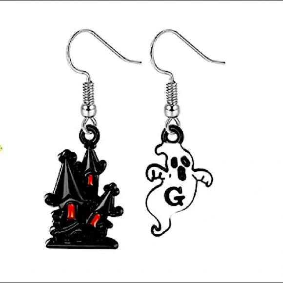 Halloween Earrings Haunted House - Picture 1 of 2
